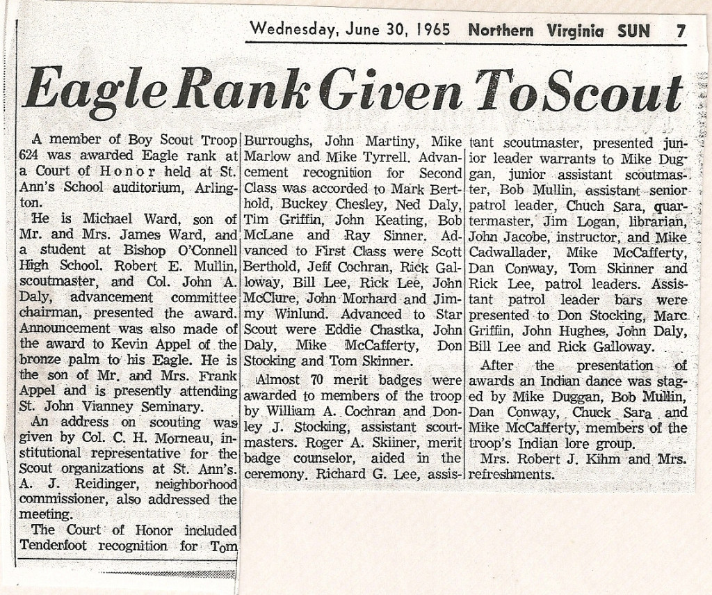 1965 Eagle Scout Awards article